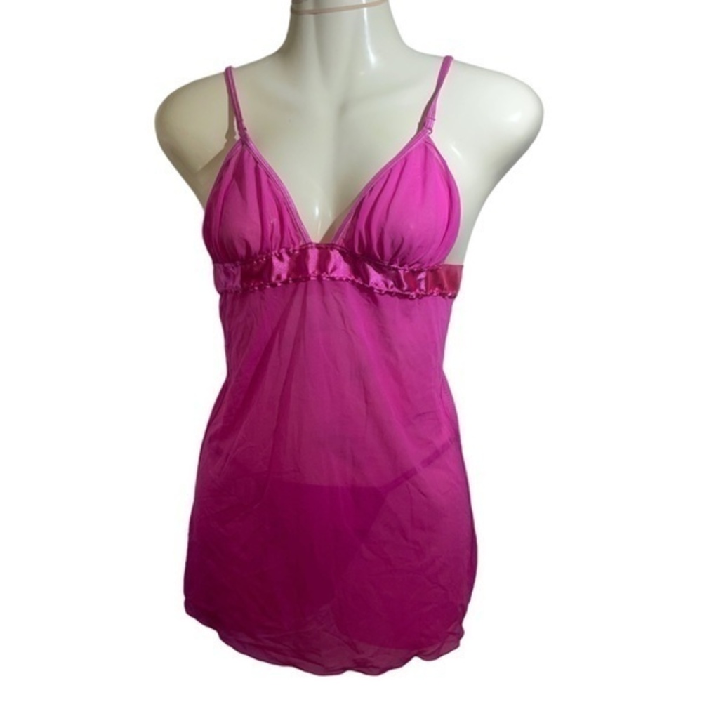 Seven Til Midnight Womens Fuchsia Pink Babydoll Lingerie One Size Fits Large